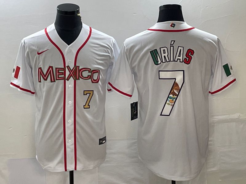 Men 2023 World Cub Mexico #7 Urias White Nike MLB Jersey74